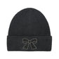 C.C Kids Rhinestone Ribbon Bow Embellishment Beanie Black