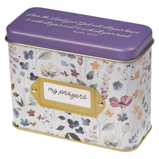 Cards in Tin Multi-Floral My Prayers Matthew 22:37