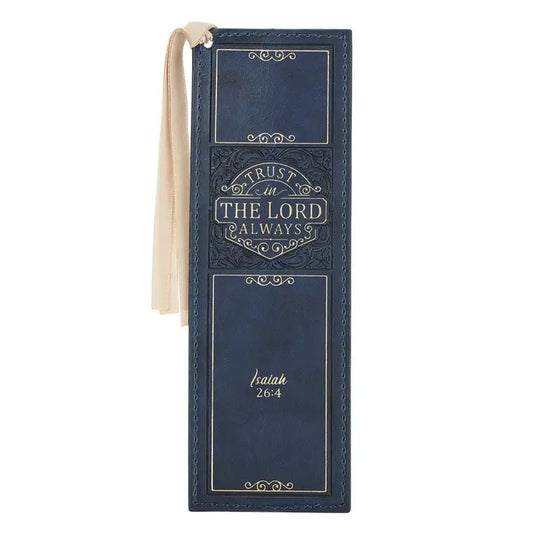 Bookmark Faux Leather Navy Trust In The Lord Isa. 26:4