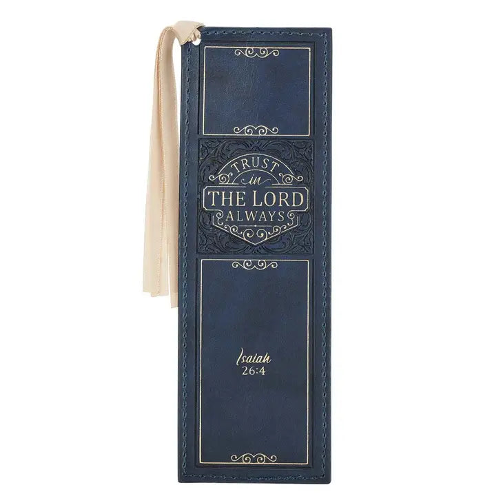 Bookmark Faux Leather Navy Trust In The Lord Isa. 26:4