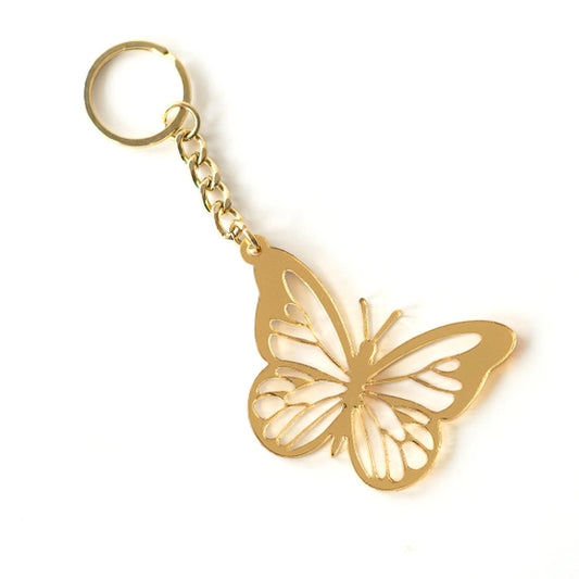 Viv & Lou Mirrored Gold Butterfly Keychain
