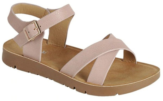 Light Pink Leather Baby Girls Sandals