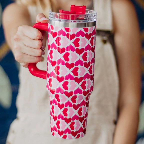 Katydid Multicolored Hearts Valentine's Day Tumbler Cup