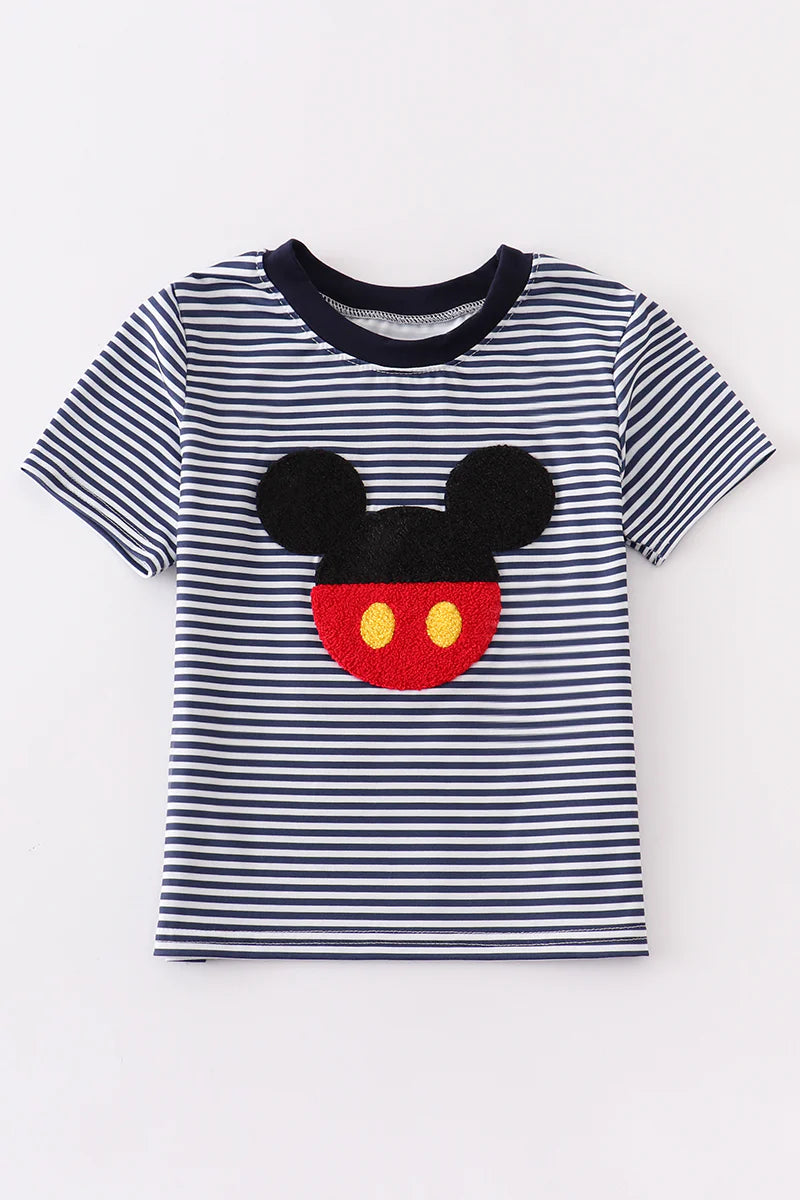 Boys Stripe Mickey French Knot Top