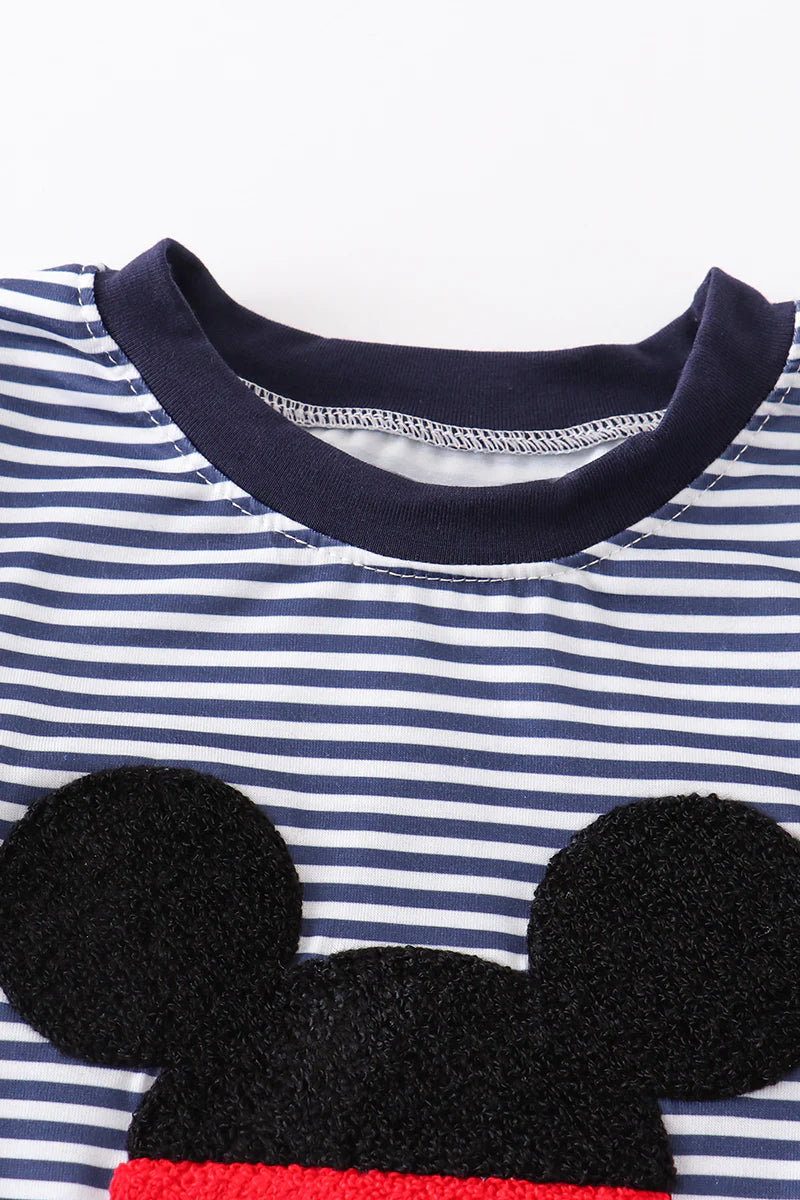 Boys Stripe Mickey French Knot Top
