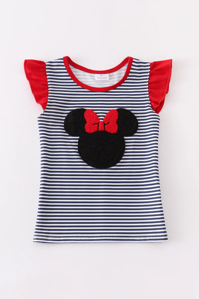 Girls Stripe Minnie French Knot Top