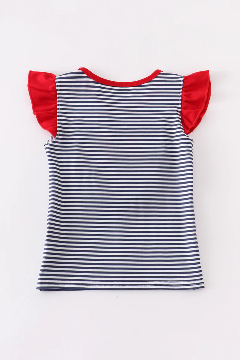 Girls Stripe Minnie French Knot Top