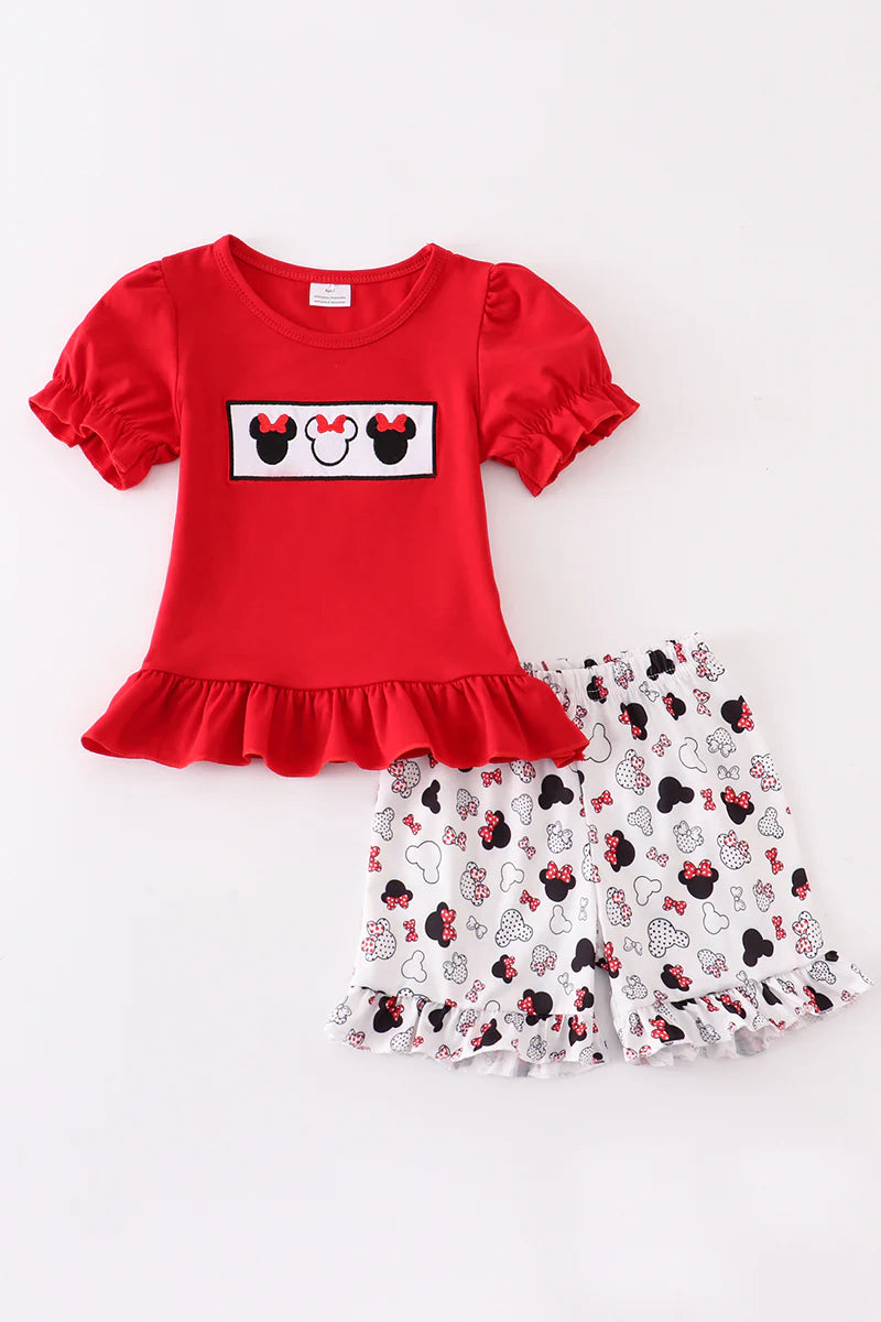 Girls Red Minnie Embroidery Set