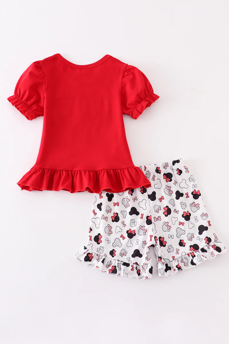 Girls Red Minnie Embroidery Set