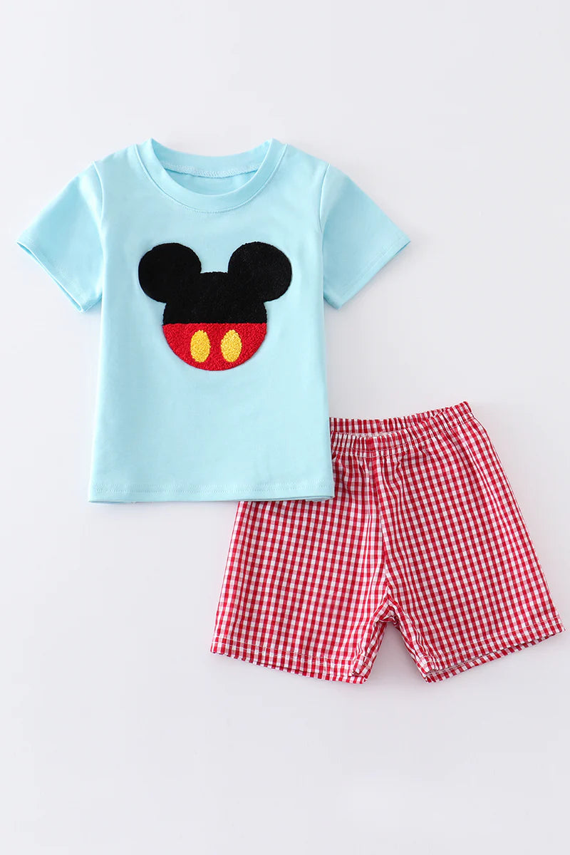 Boys Blue French Knot Mickey Set