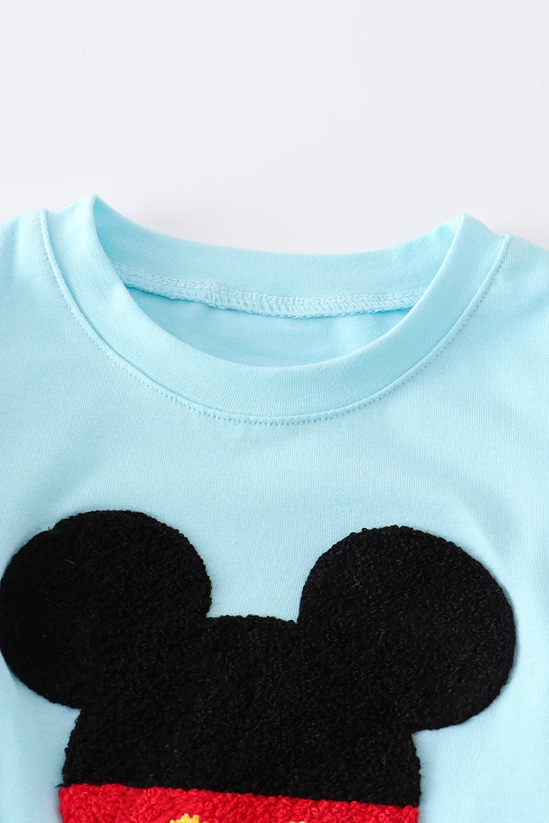 Boys Blue French Knot Mickey Set