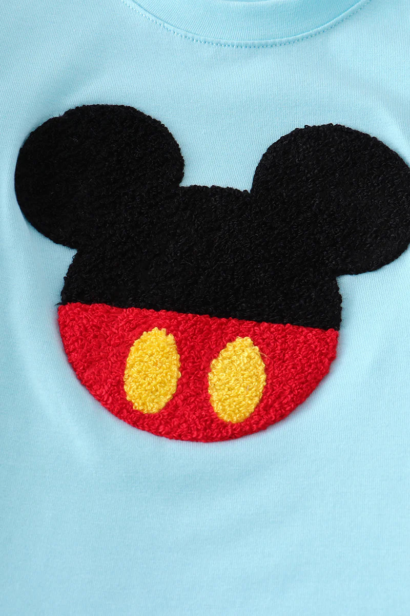 Boys Blue French Knot Mickey Set