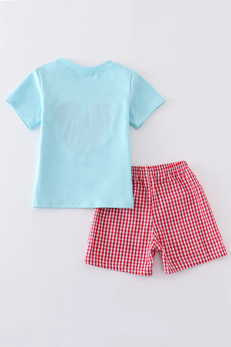 Boys Blue French Knot Mickey Set