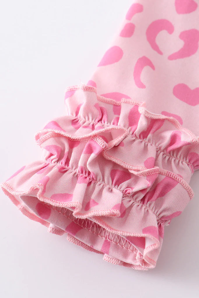 Girls Pink Valentine's Day Stripe Heart Applique Set