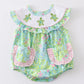 Girls Lily Print Turtle Embroidery Bubble