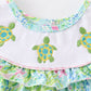 Girls Lily Print Turtle Embroidery Bubble