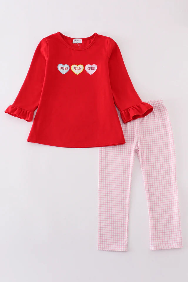 Girls Red Valentine's Day Candy Heart Embroidery Set