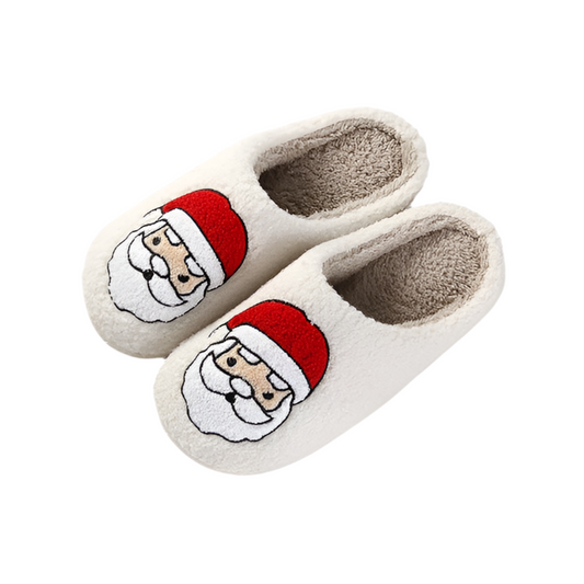 Fluffy Christmas Slippers, Santa