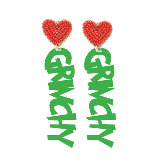 Green Acrylic Grinchy Earrings