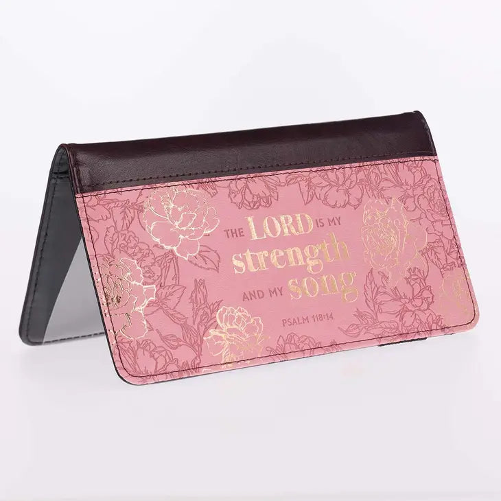 Checkbook Wallet Pink/Brown My Strength & My Song Ps. 118:14