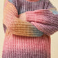 Girls Pink Ombre Striped Chunky Knit Sweater