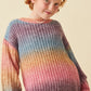 Girls Pink Ombre Striped Chunky Knit Sweater