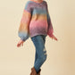 Girls Pink Ombre Striped Chunky Knit Sweater