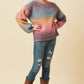 Girls Pink Ombre Striped Chunky Knit Sweater