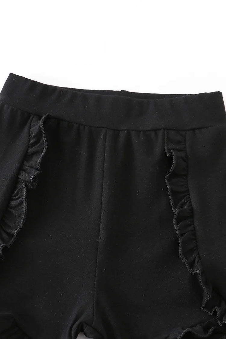 Girls Black Ruffle Shorts
