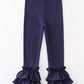 Girls Navy Ruffle Double Layered Pants