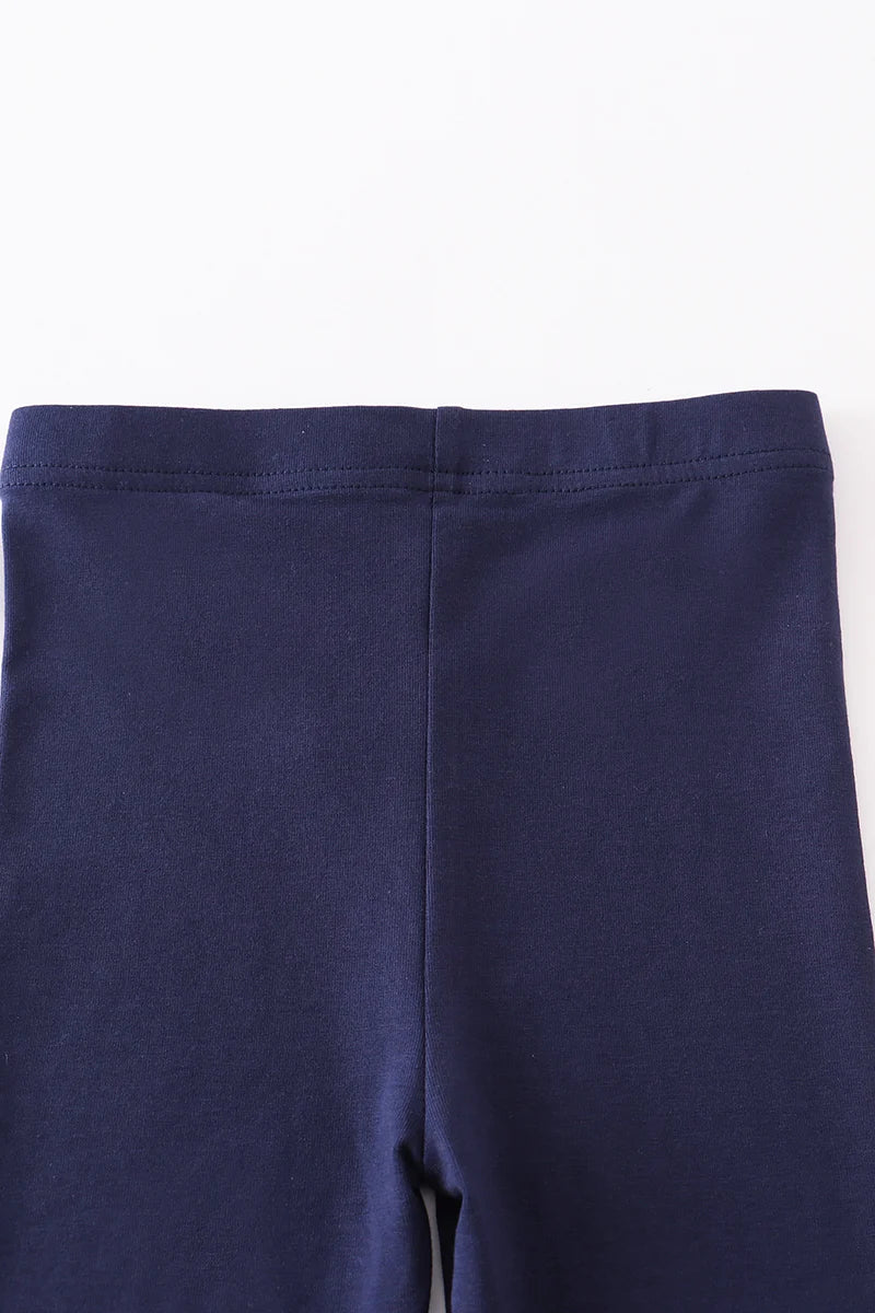 Girls Navy Ruffle Double Layered Pants