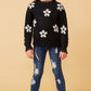 Girls Black Distressed Floral Patterned Pullover Sweater