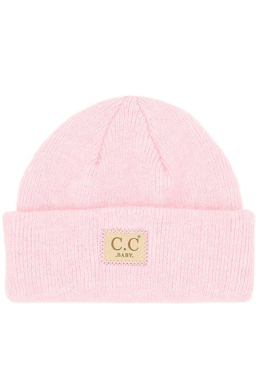Baby C.C Suede Patch Beanie Hat Pink