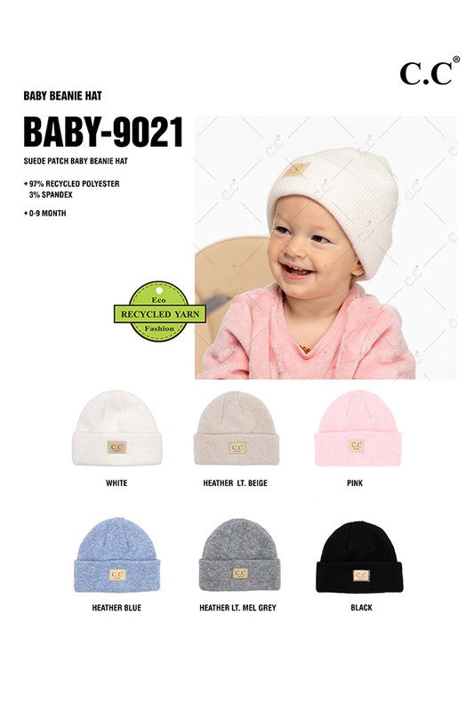Baby C.C Suede Patch Beanie Hat Pink