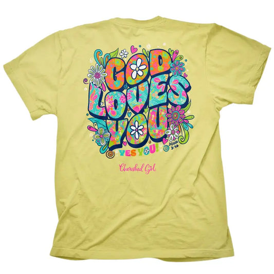 Womens Cherished Girl God Loves You T-Shirt