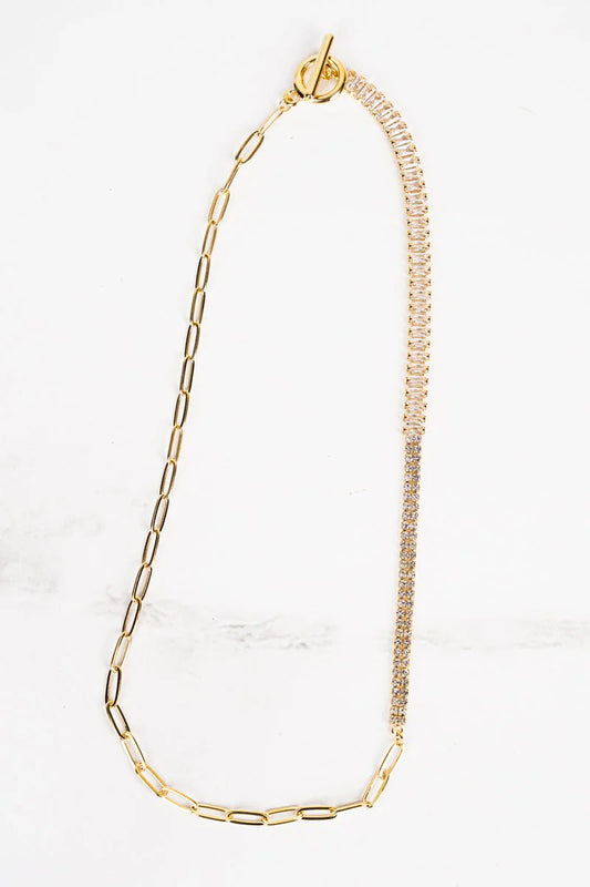 Crystal Avenue Goldtone Newark Toggle Necklace