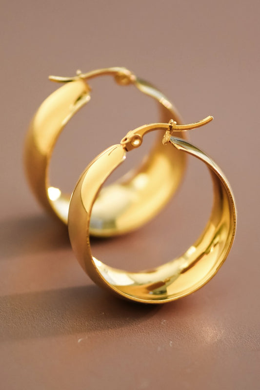 18K Gold Dipped Non-Tarnish Stainless Steel Hoop Earrings