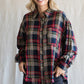 Womens Jodifl Hunter Green Check Collared Neck Top with Pocket