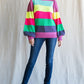 Womens Jodifl Striped Print Knit Pullover Sweater Magenta Mix