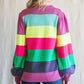 Womens Jodifl Striped Print Knit Pullover Sweater Magenta Mix