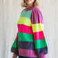 Womens Jodifl Striped Print Knit Pullover Sweater Magenta Mix