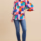 Womens Jodifl Multicolor Print Long Peasant Sleeves Top