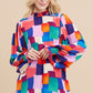 Womens Jodifl Multicolor Print Long Peasant Sleeves Top