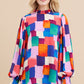 Womens Jodifl Multicolor Print Long Peasant Sleeves Top