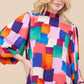 Womens Jodifl Multicolor Print Long Peasant Sleeves Top