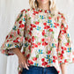 Womens Jodifl Beige Floral Print Peasant Sleeves Top