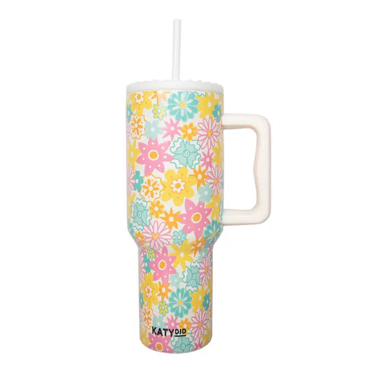Katydid White Spring Flowers Stainless Steel Tumbler