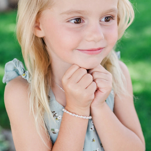 Children's Sterling Silver Pink & White Pearl Baby Bracelet - Remi