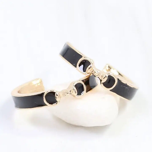 Caroline Hill Kaylen Horsebit Hoop Earring Black