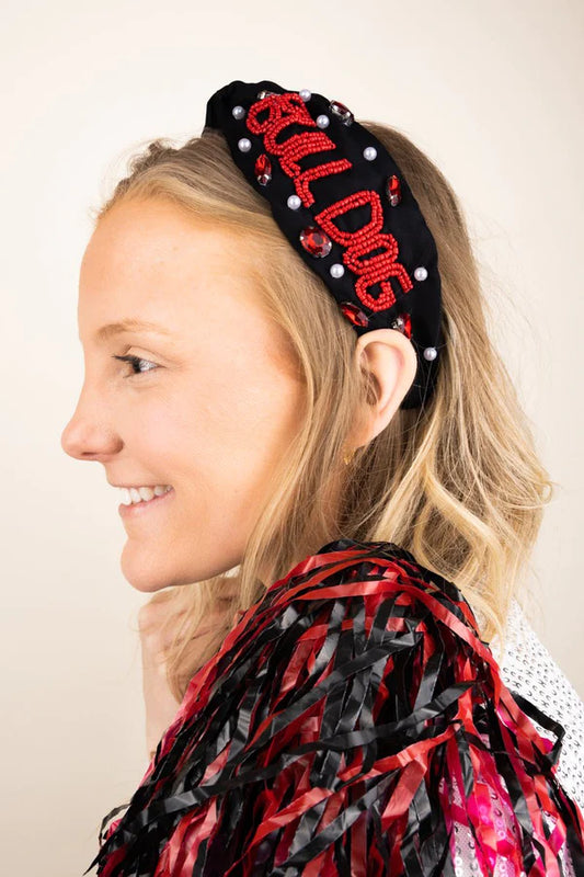 Viola Black 'Bulldog' Seed Bead Knotted Headband